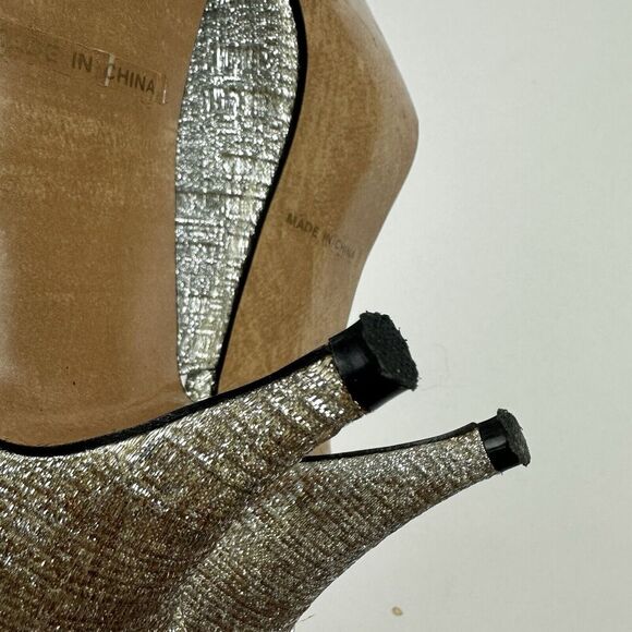 Pierre Dumas Designer Collection Silver Metallic Sling Back Heel Pointed 8.5M - Picture 11 of 13